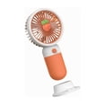 thumbnail image 1 of Portable Macaroon Mini Fan, Rechargeable Handheld Fan, 6.91×1.97 inches, for Outdoor Travel Camping Commuting, Carrot Pattern（Orange）, 1 of 7