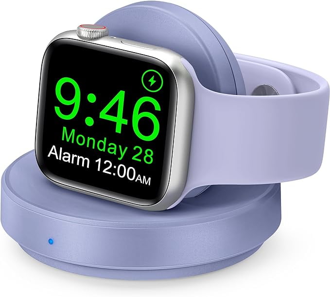 Portable Magnetic Charging Dock for Apple Watch Wireless Fast Watch Charger Stand with Charging Cable Support Nightstand Mode Compatible with Apple Watch Series9 8 7 SE 6 5 4 3 2 Purple Walmart