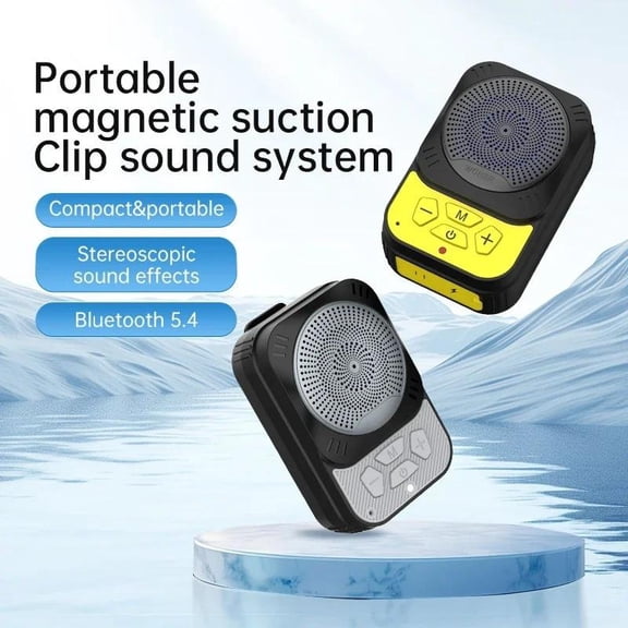 Portable Magnetic Wearable Bluetooth Speaker, Mini Suction Audio Speaker, Bluetooth 5.3 HD Stereo Sound IPX5 Waterproof Noise Cancellation TWS Subwoofer Gift for Dad or Husband