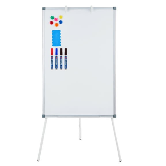Portable Magnetic Whiteboard with Adjustable Tripod Stand, Flipchart Easel Dry Erase Board for Office, Classroom and Home Teaching, Height Adjustable, Includes Markers, Eraser and Magnets (White)