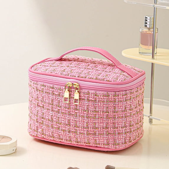 Portable Makeup Bag Travel Cosmetic Organizer, Large Capacity Toiletry Wash Bag with Zipper, Multi Pocket Beauty Storage Pouch for Daily Use, Trip, School and Vacation, Valentines Day Gifts