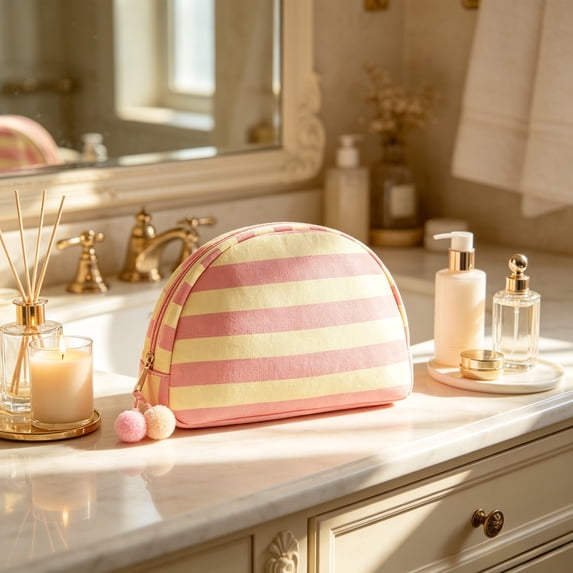 Portable Makeup Bag, Travel Cosmetic Organizer with Zipper, Lightweight Storage Pouch for Toiletries and Accessories