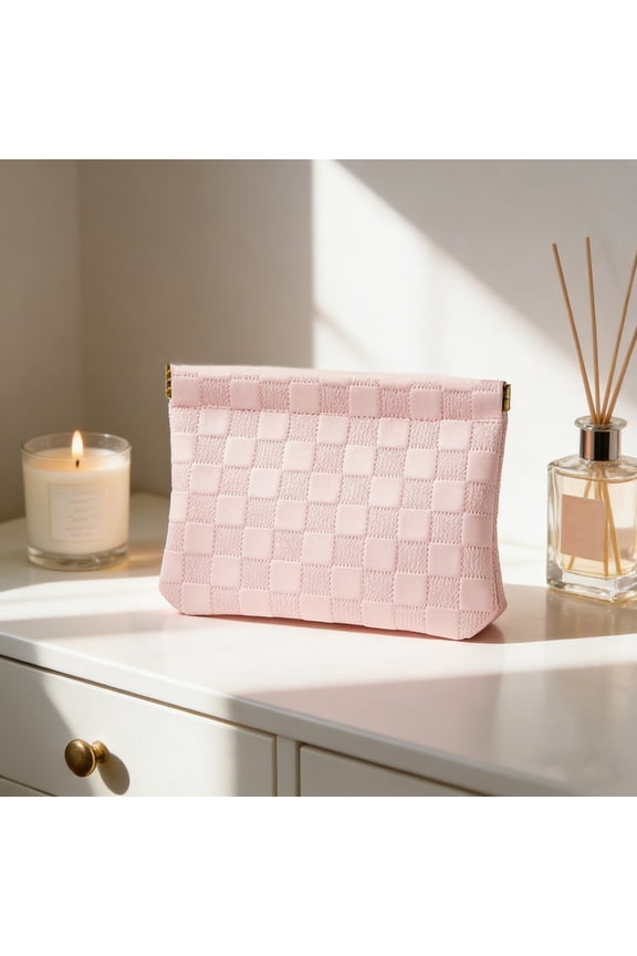 Portable Makeup Bag, Waterproof Compact Travel Cosmetic Pouch, Lipstick Holder Organizer, Scratch Resistant Texture, Easy Clean, for Beauty, Pens, Cables, Cards, Purse Essential