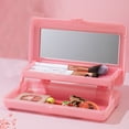 thumbnail image 1 of Portable Makeup Box with Mirror, 2 Layer Folding Cosmetic Organizer Storage Case for Travel and Students, 1 of 6