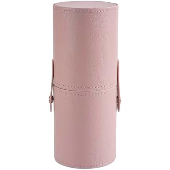 Portable Makeup Brush Holder, Waterproof PU Leather Travel Makeup Brush Case Bag Cup, Brush Storage Dustproof Bag (01Light Pink)