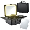thumbnail image 1 of Makeup Train Case with Magnetic Detachable Lighted Mirror Cosmetic Case Travel Makeup Box with Dividers Brush Holder, Black, 1 of 8