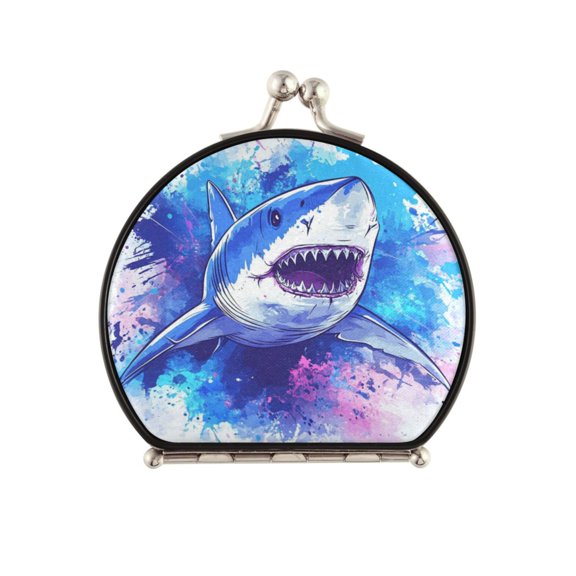 Portable Makeup Mirror Travel Mirror Compact Folding Mirrors Small for Women Beauty Accessories Angry Shark