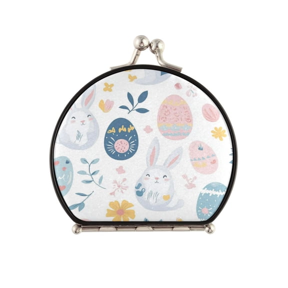 Portable Makeup Mirror Travel Mirror Compact Folding Mirrors Small for Women Beauty Accessories Bunnies and Easter Eggs