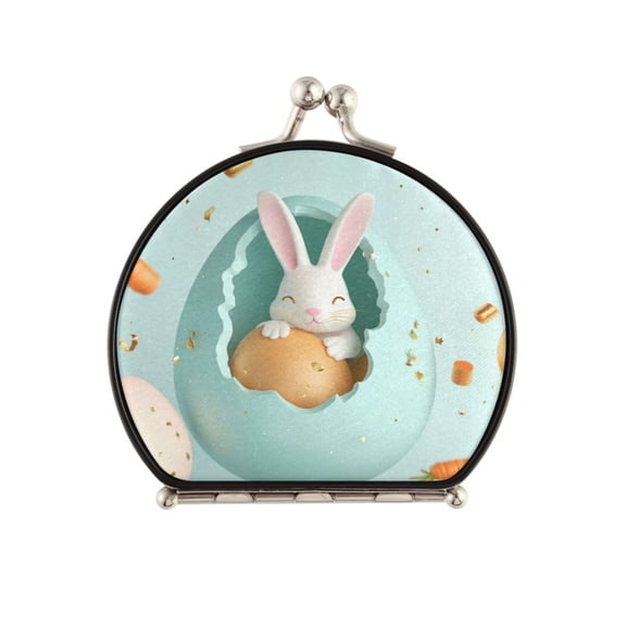 Portable Makeup Mirror Travel Mirror Compact Folding Mirrors Small for Women Beauty Accessories Bunny in The Easter Egg