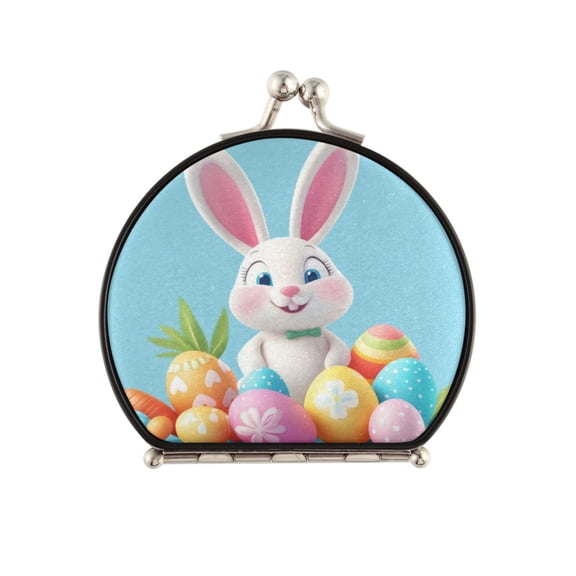 Portable Makeup Mirror Travel Mirror Compact Folding Mirrors Small for Women Beauty Accessories Cartoon Colorful Eggs and Bunny