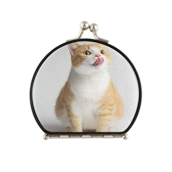 Portable Makeup Mirror Travel Mirror Compact Folding Mirrors Small for Women Beauty Accessories Cat Sticking Out Their Tongues