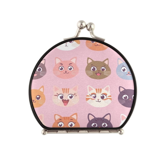 Portable Makeup Mirror Travel Mirror Compact Folding Mirrors Small for Women Beauty Accessories Cute Cat Face Pattern