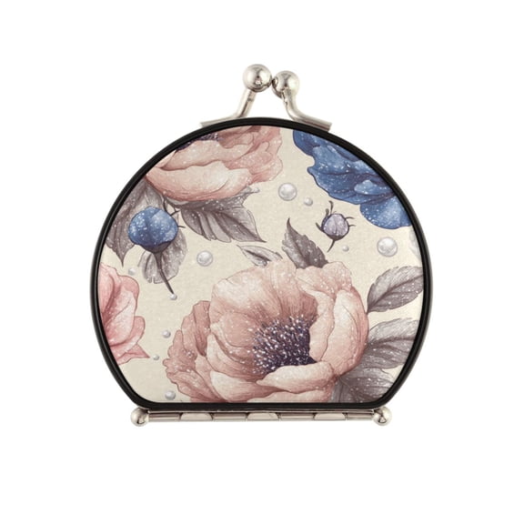Portable Makeup Mirror Travel Mirror Compact Folding Mirrors Small for Women Beauty Accessories Dusty Pink Peonies