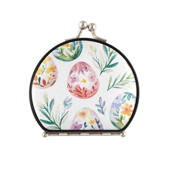 Portable Makeup Mirror Travel Mirror Compact Folding Mirrors Small for Women Beauty Accessories Easter Eggs with Floral