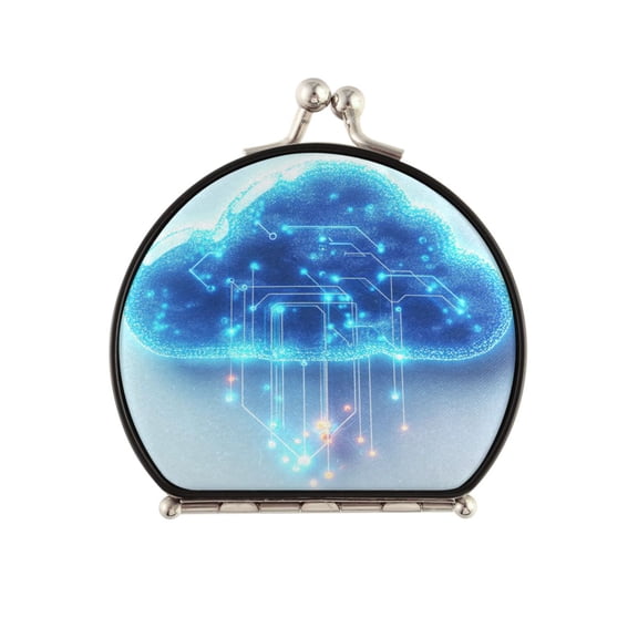 Portable Makeup Mirror Travel Mirror Compact Folding Mirrors Small for Women Beauty Accessories Glowing Blue Clouds