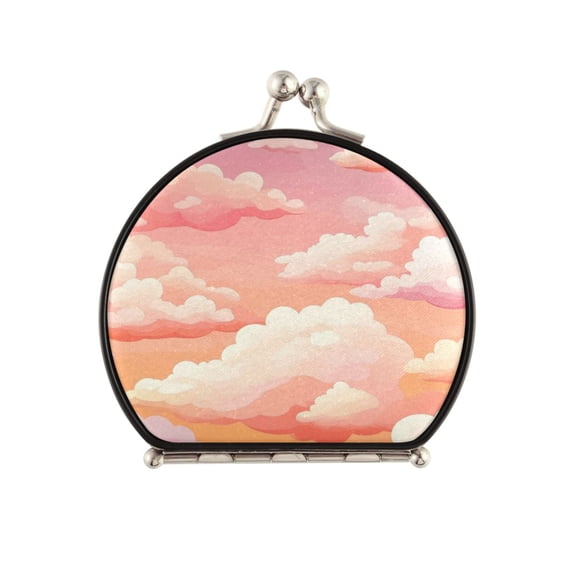 Portable Makeup Mirror Travel Mirror Compact Folding Mirrors Small for Women Beauty Accessories Orange Sky with Clouds
