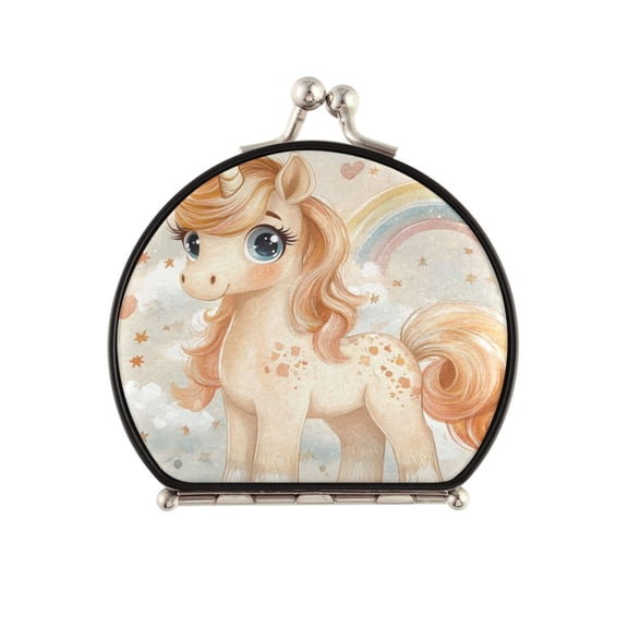 Portable Makeup Mirror Travel Mirror Compact Folding Mirrors Small for Women Beauty Accessories Pastel-colored Unicorn
