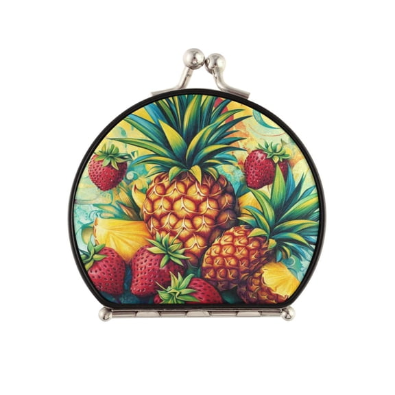 Portable Makeup Mirror Travel Mirror Compact Folding Mirrors Small for Women Beauty Accessories Pineapples and Strawberries