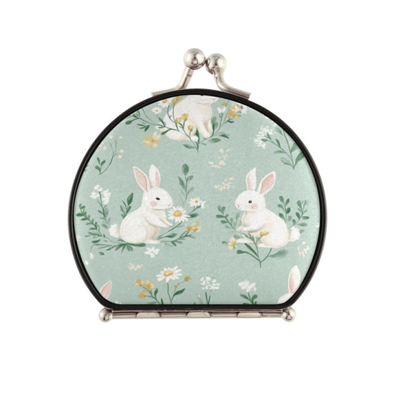 Portable Makeup Mirror Travel Mirror Compact Folding Mirrors Small for Women Beauty Accessories Playful Rabbits