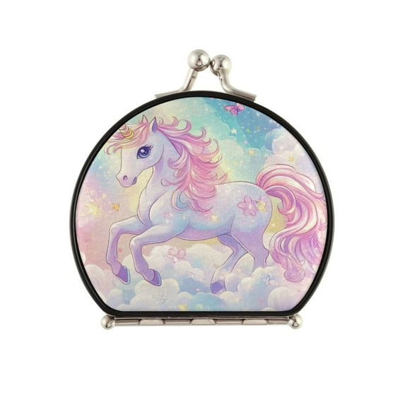 Portable Makeup Mirror Travel Mirror Compact Folding Mirrors Small for Women Beauty Accessories Rainbow Colors Unicorn