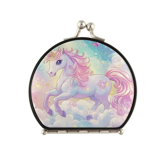 Portable Makeup Mirror Travel Mirror Compact Folding Mirrors Small for Women Beauty Accessories Rainbow Colors Unicorn