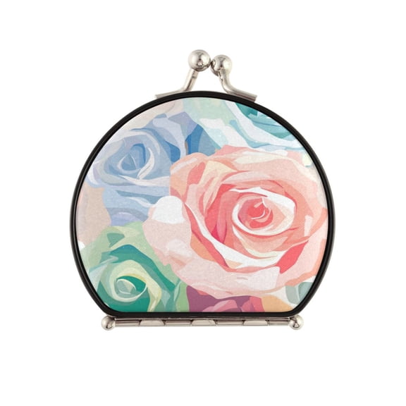 Portable Makeup Mirror Travel Mirror Compact Folding Mirrors Small for Women Beauty Accessories Roses Pattern