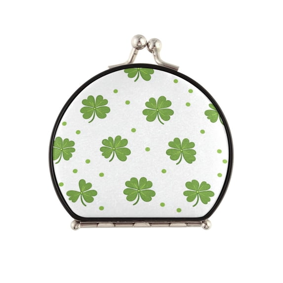 Portable Makeup Mirror Travel Mirror Compact Folding Mirrors Small for Women Beauty Accessories Shamrock Leaves and Polka Dots