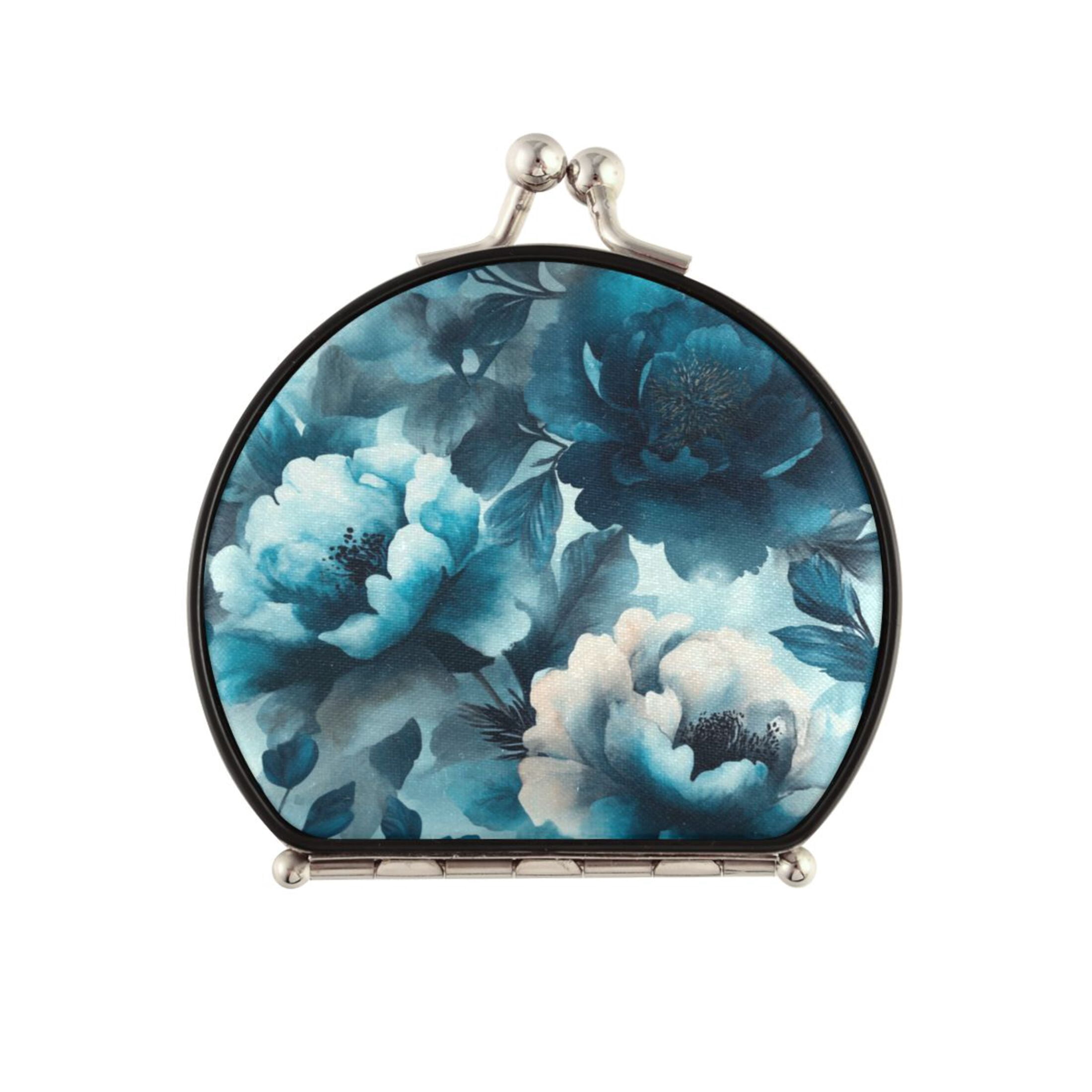 Letter S Teal Blue Compact Mirror With Flowers & Butterflies - Caroline's Treasures Travel Mirror - View #3