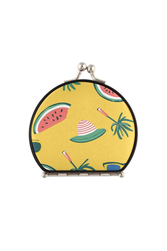 Portable Makeup Mirror Travel Mirror Compact Folding Mirrors Small for Women Beauty Accessories Watermelon and Beach Hat