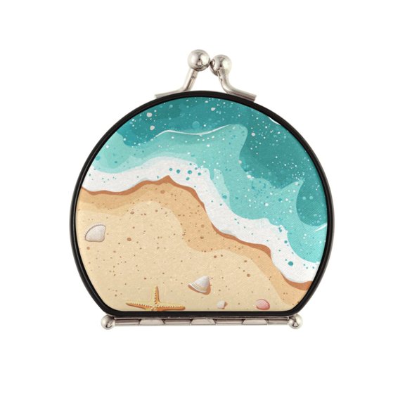Portable Makeup Mirror Travel Mirror Compact Folding Mirrors Small for Women Beauty Accessories Waves and Seashells