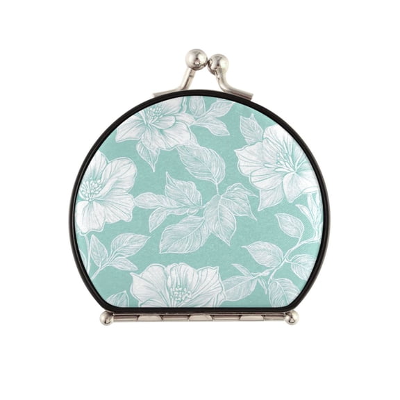 Portable Makeup Mirror Travel Mirror Compact Folding Mirrors Small for Women Beauty Accessories White Line Art Floral