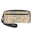 thumbnail image 1 of Portable Makeup Storage Bag 7.87×3.35×2.16in Portable Design Pu Leather Made Of A Bag For Multi-Use Tan Houndstooth Vintage Texture Hand-Drawn Sketch_3, 1 of 4