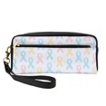 thumbnail image 1 of Portable Makeup Storage Bag 7.87×3.35×2.16in Portable Design Pu Leather Made Of A Bag For Multi-Use Cancer Awareness Ribbon Pattern - Soft Multicolor, 1 of 4