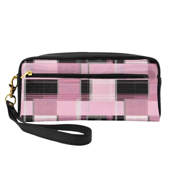 Portable Makeup Storage Bag 7.87×3.35×2.16in Portable Design Pu Leather Made Of A Bag For Multi-Use Plaid Fall Camo Pink_4
