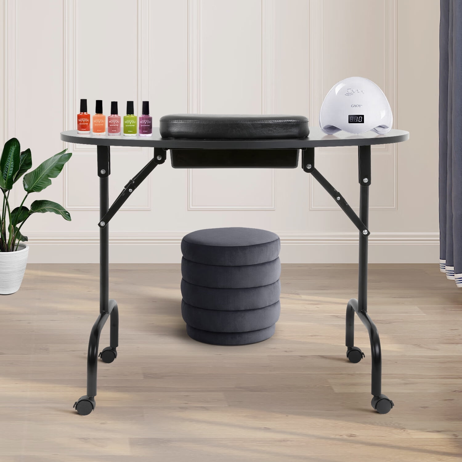 Portable Manicure Table Nail Station with Wheels and Bag