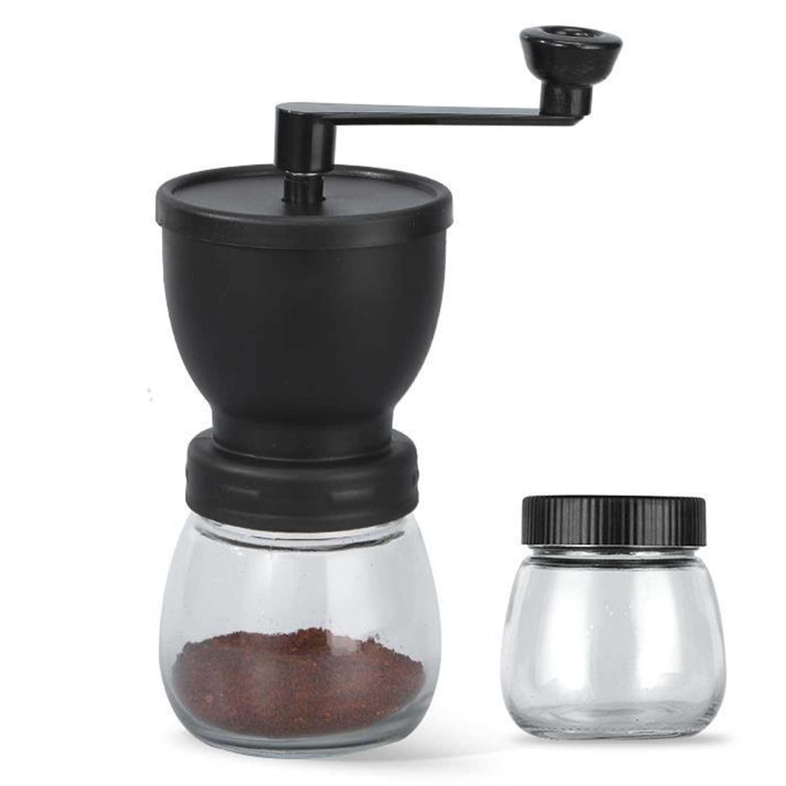 Portable Manual Coffee Grinder with Adjustable Ceramic Burr & Bonus Glass Jar for Home, Office & Travel