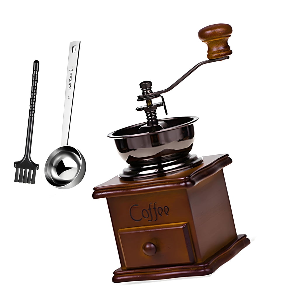 Portable Manual Coffee Grinders Wood And Metal Traditional Coffee Grinders Perfect For Camping And Offices