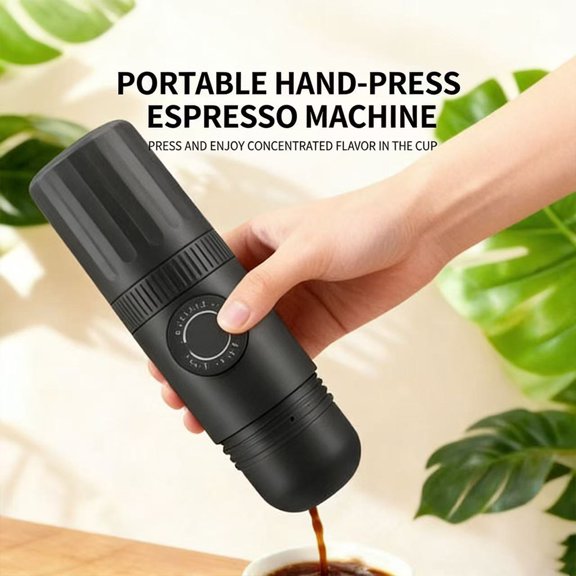 Portable Manual Espresso Maker, Hand Press Handheld Coffee Machine, Compact Camping Espresso Maker for Travel Home Office, Lightweight Durable with Fine Mesh Filter