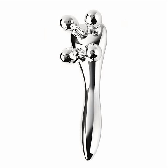 Portable Manual Facial Massage Roller - Eco-Friendly Silver Beauty Tool for All Skin Types, Promotes Blood Circulation & Relieves Facial Fatigue, Travel-Friendly Skincare Roller
