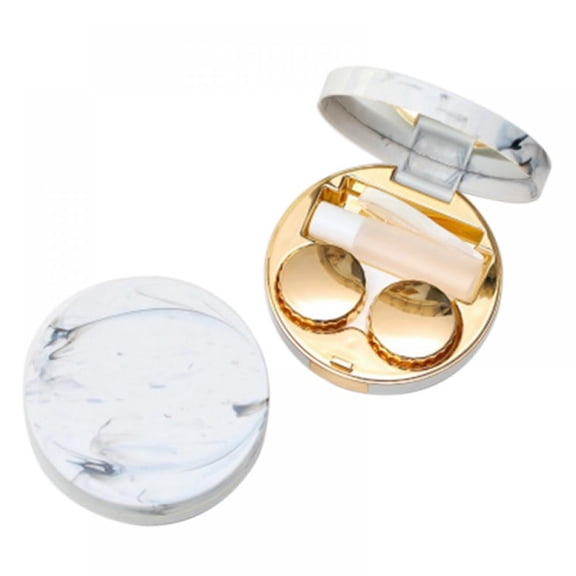 Portable Marble Contact Lens Case Round High-grade Colored Contact Lens Care Water Box