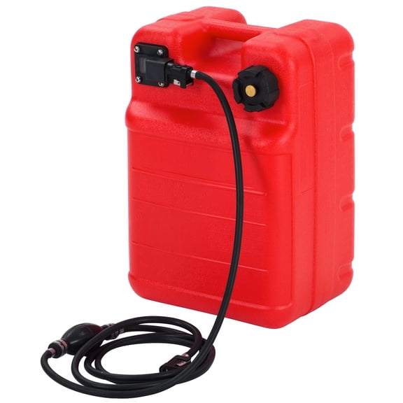 Portable Marine Fuel Tank, 24L / 6.3-Gallon HDPE Boat Gas Tank with Universal 611mm Hose Adapter, Leak-Resistant Cap, Integrated Carry Handle for Outboard Motors, Generators and Marine Engines