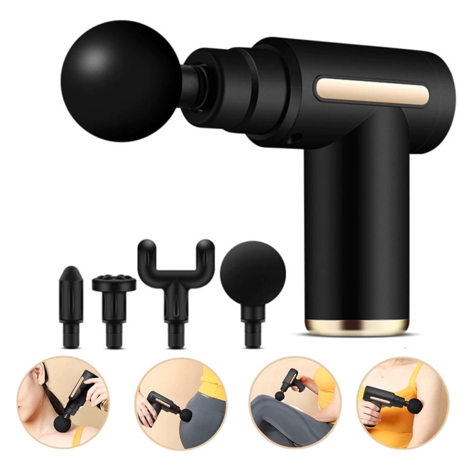 Portable Massage Gun, 6-Speed Muscle Massager with 4 Heads & Type-C, Electric Muscle Massager Gun, Quiet Mini Massager for Neck Back Shoulder Relief, Home Office Travel Use