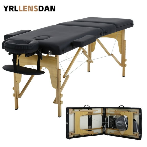 YRLLENSDAN Portable Massage Table with Adjustable Backrest and Side Armrests Foldable Massage Bed for Physical Therapy Waxing Reiki Spa Lash Tattoo Facial Beauty,Black
