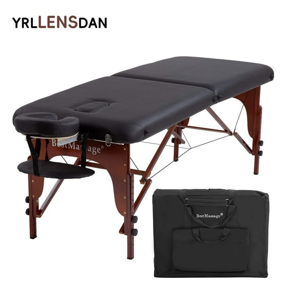 YRLLENSDAN Portable Massage Table with Carring Case Foldable Massage Bed for Physical Therapy Waxing Reiki Spa Lash Tattoo Facial Beauty,Black