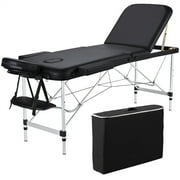 Portable Massage Table Salon Bed with Backrest/Headrest/Armrest/Hand Pallet Black