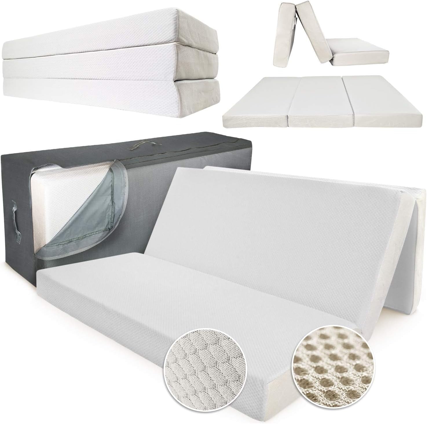 Portable Mattress 60 x 80 x 6 inches Folding Memory Foam Guest Fold