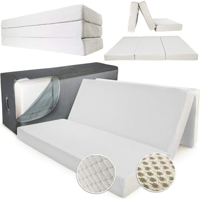 Portable Mattress 60 x 80 x 6 inches Folding Memory Foam Guest Fold