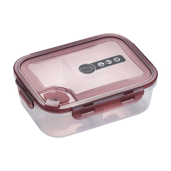 Portable Meal Container, Large Capacity Bento Box, 3 Compartments Food Box, Airtight Lid Storage Case, Plastic Food Container, Multi-Functional Meal Prep Box, Supports Microwave Heating (Red)