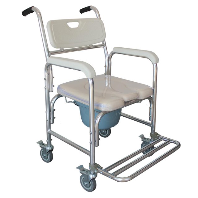 Portable Medical Commode Wheelchair Bedside Toilet&Shower Chair