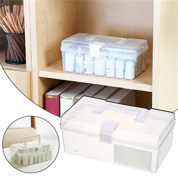 Portable Medical Kit - Portable Clear Plastic Storage Container Box With Handle Lock, By PRYESS